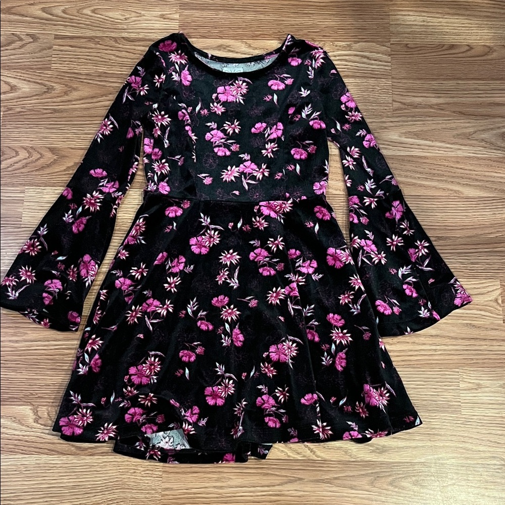 Ella Moss Black and Pink Floral Kids Dress